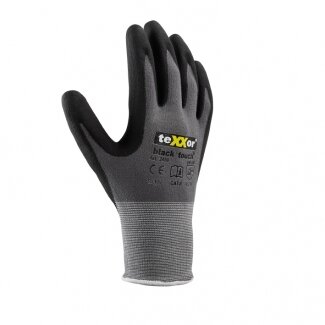 teXXor® Nylon-Strickhandschuhe black touch® grau/schwarz, Gr. 6